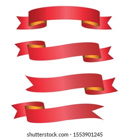 set of red ribbon banner icon,Vector illustration. Place for your text. Ribbons for business and design. Design elements
