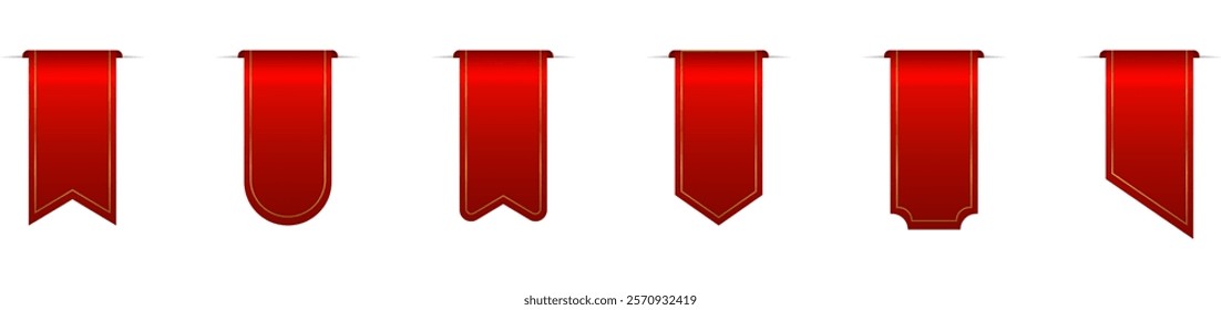 Set of Red Ribbon Banner Vector Designs