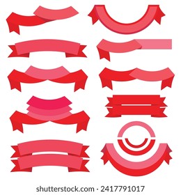 Set of red ribbon banners