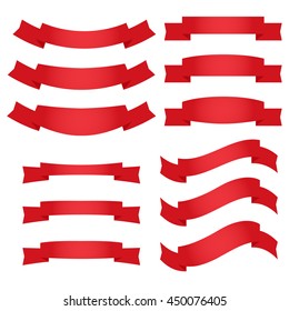 Set of red ribbon banners
