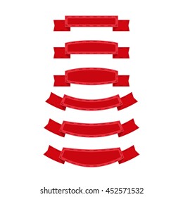 Set of red ribbon banners