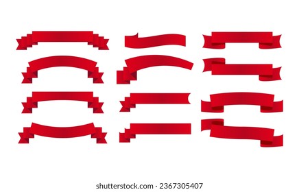 Set red ribbon banners collection, template labels set blank. blank for decoration vector illustration