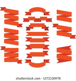 
Set of red ribbon banners isolated on white background.