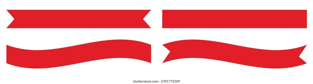 Conjunto de banners de fita vermelha isolados no plano de fundo transparente, png