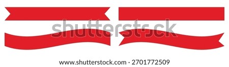 Set of red ribbon banners isolated on transparent background, png