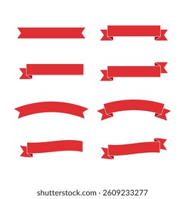 Set of Red Ribbon Banners and Labels - Flat Design Illustration

