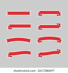 Set of Red Ribbon Banners and Labels - Flat Design Illustration