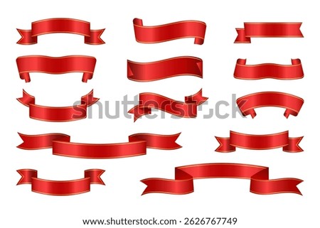 Set of Red Ribbon Banners – Vector Collection for Labels and Decoration