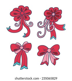  set of red ribbon bows