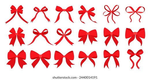 Set of red ribbon bows