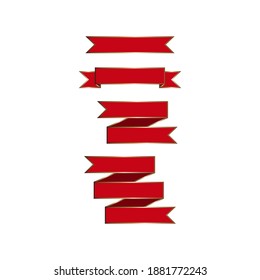 a set of red ribbon with gold trim for labels or embellishments