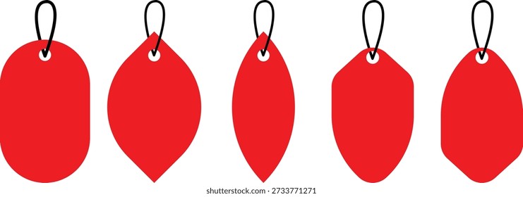 Conjunto de cinta roja aislada sobre fondo transparente. Etiquetas de descuento, etiquetas de Precio abs etiquetas de venta.