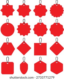 Set of red ribbon isolated on Transparent Background. Discount labels, price tag abs sale labels.