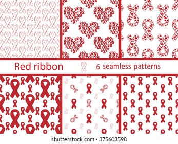 Set red ribbon seamless pattern