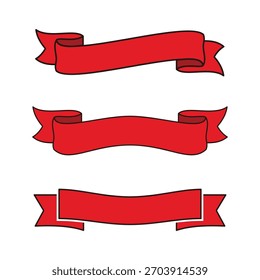 Conjunto de Imagen de Vector en forma de cinta roja. Perfecto para elemento de invitación
