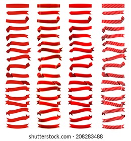 Set of red ribbon tag banner, four style