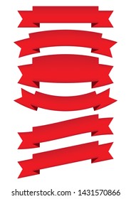 set of red ribbon vector banner,red   Web Ribbons Set With Gradient Mesh on white background,Vector illustration. Place for your text. Ribbons for business and design. Design elements
