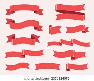 Set of red ribbons, Ribbons banner collection. 