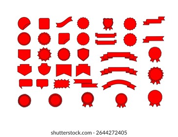 Set of Red Ribbons, Banners, badges, Labels - Design Elements on white background