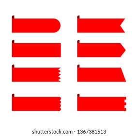 set red ribbons banners flat Isolated on white background. vector illustration.