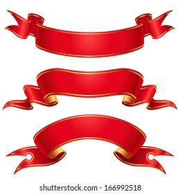 Set of red ribbons for design and decoration 