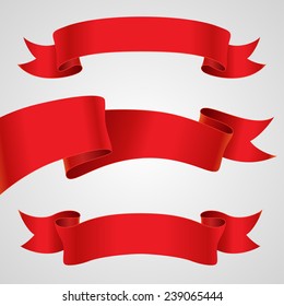 Set of red ribbons for design and decoration 
