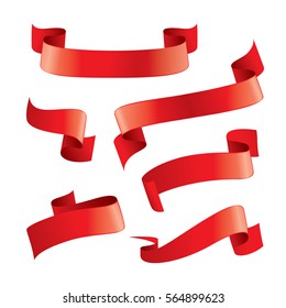 set of red ribbons design templates. Vector illustration