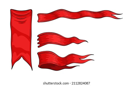 Set of red ribbons, isolated on white background