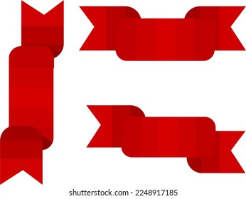 set of red ribbons. set of red ribbons. red ribbon set. . Ribbon elements. Starburst label. Vintage.