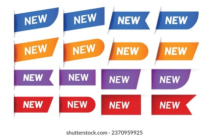 Set of Red ribbons, tags and stickers. Vector illustration.