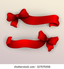 Set of red ribbons. Vector illustration.