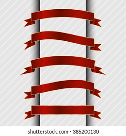 Set of red ribbons. Vector illustration 