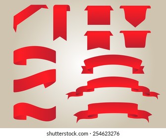 Conjunto de cintas rojas.Ilustración vectorial de banner de cinta.
