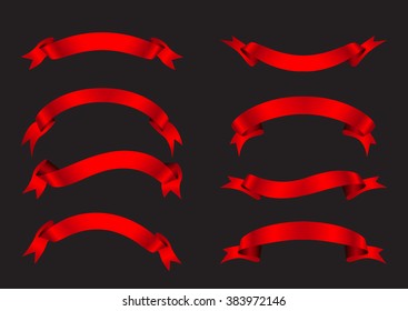 Set of red ribbons.Vector ribbon banners.