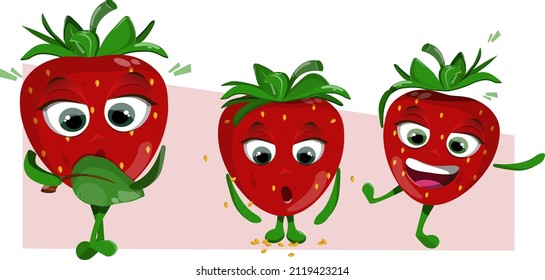 Set of red ripe strawberries