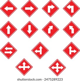  set of red road arrows symbol