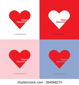 Set of red rose quartz and blue serenity happy Valentine heart background. 