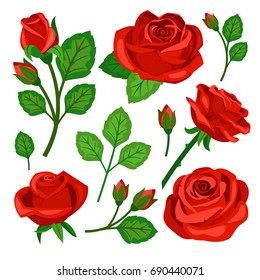 Set of red roses