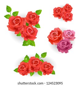 set of red roses bouquet