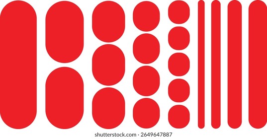 Conjunto de círculos redondas vermelhos grunge formas coleção vetorial, selo circular grunge vermelho. formas. Vetor de selo vermelho. Para crachá do grunge, selo, tinta e selo	