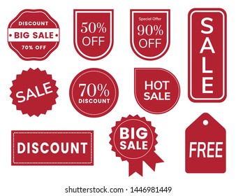 Set of red sale banners. Vector illustration - eps10.