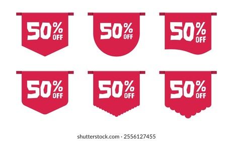 set of red sale labels