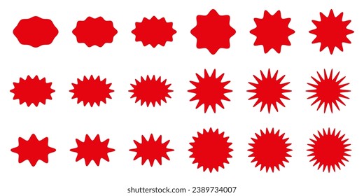 Set of red sale price sticker starburst price.