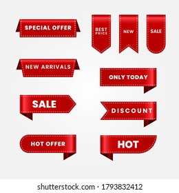 set of red sale ribbons