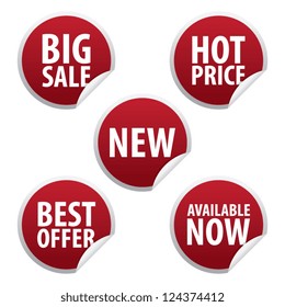 Set Red Sale Stickers Stock Vector (Royalty Free) 124374412 | Shutterstock