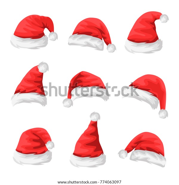 Immagini Di Cappelli Di Babbo Natale.Immagine Vettoriale Stock 774063097 A Tema Set Di Cappelli Di Babbo Natale Royalty Free