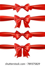 Set Red Satin Bows Vector Ribbons Stock Vector (Royalty Free) 789375829