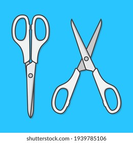 Set Of Red Scissors In Open And Close Position Vector Icon Illustration