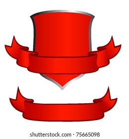 set of red shield and ribbon