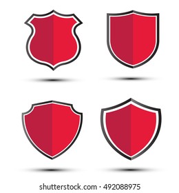 set of red shield set .Vector Illustration
